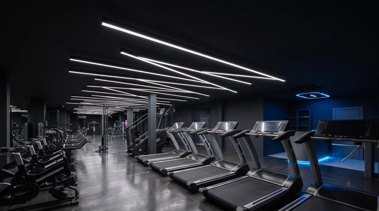 Zona de cardio de A21 FITNESS 24h con cintas de correr